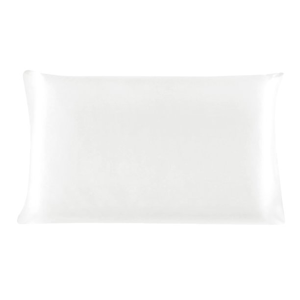 PiccoCasa Funda de Almohada de Seda de 19 Momme para Almohada de Tamaño Estándar, Blanco Perla, 20"x26"