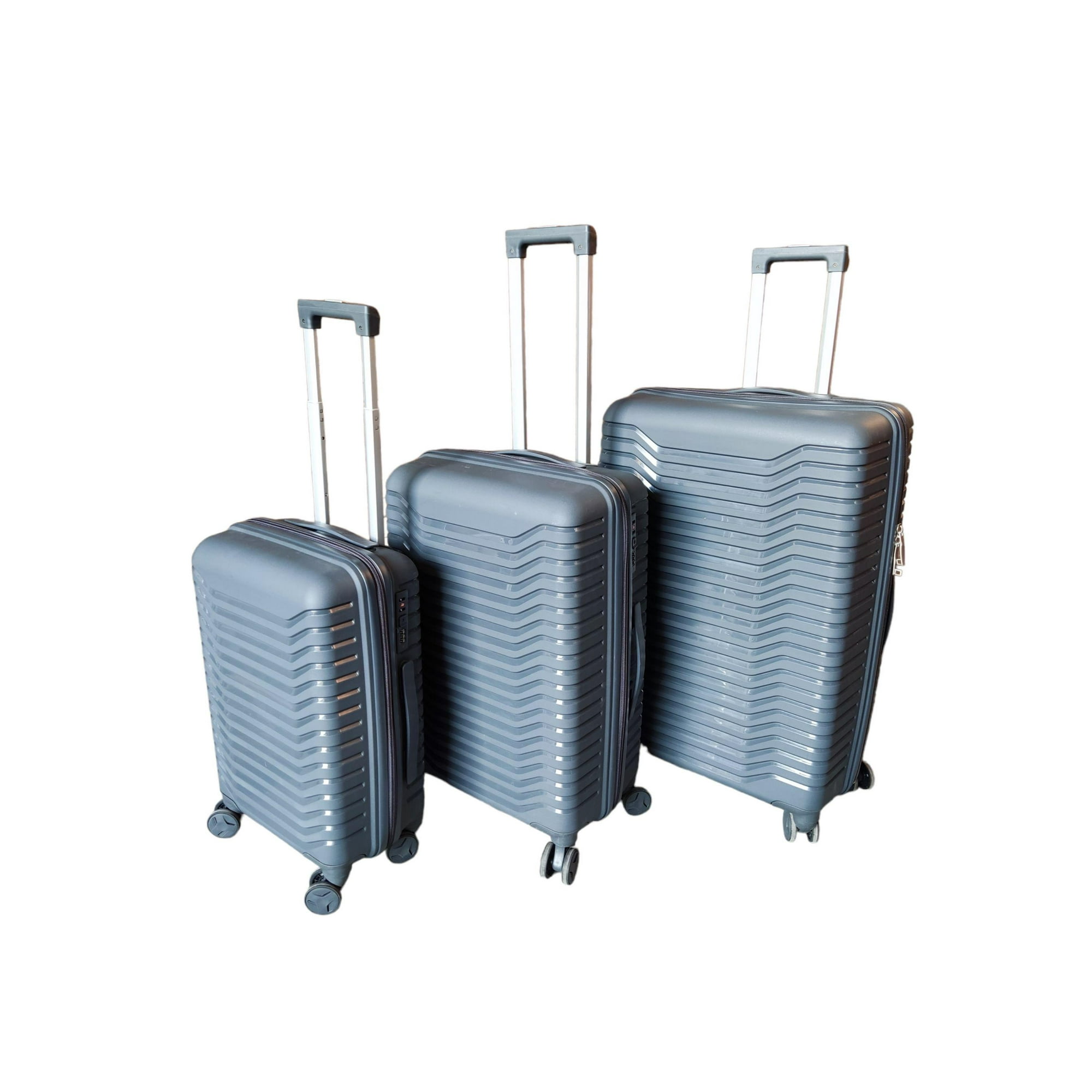 Tododescuento - Set 3 Maletas Gris Oscuro Abs Ruedas 360° Medidas Estándar Premium