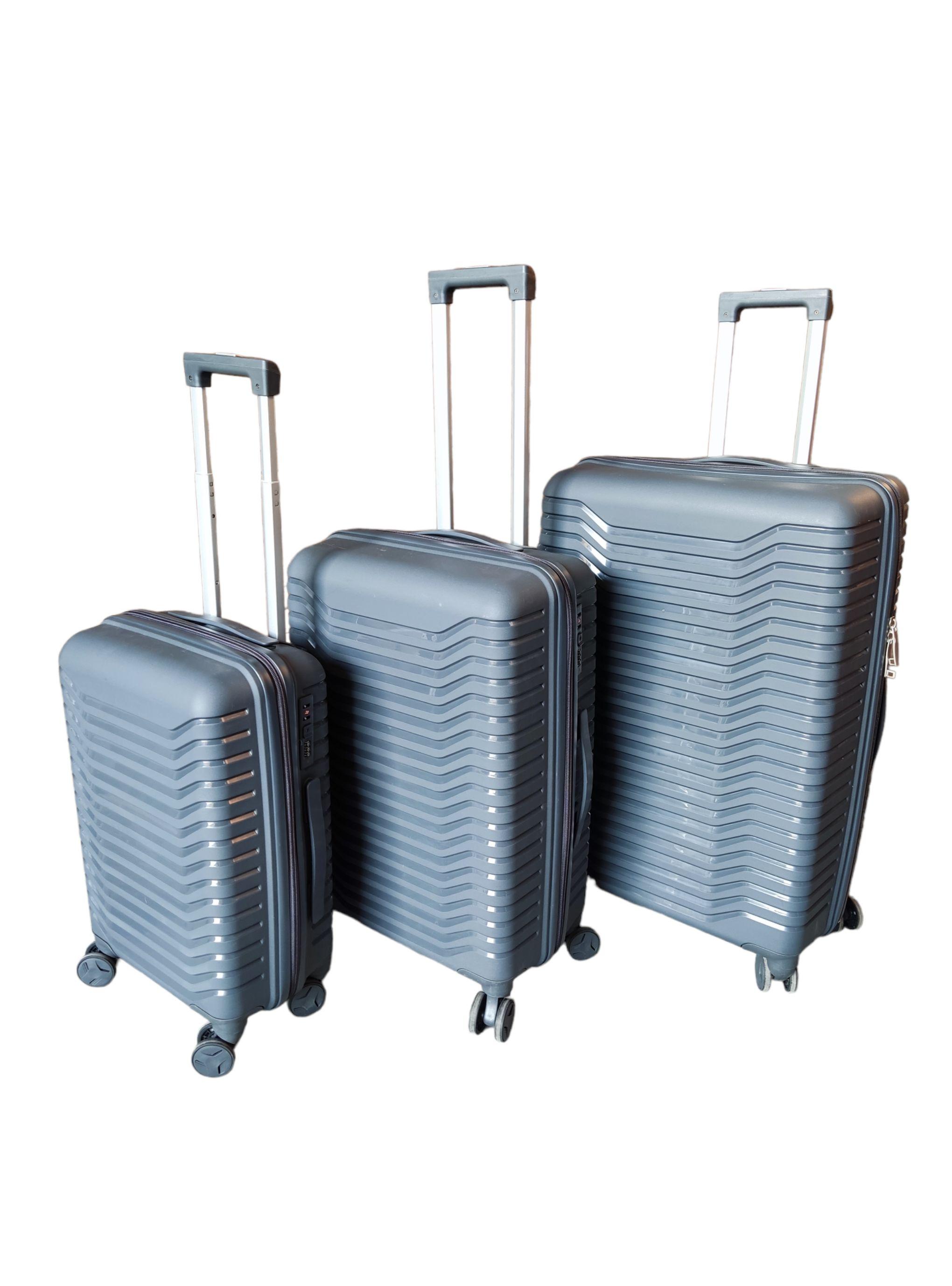 Tododescuento - Set 3 Maletas Gris Oscuro Abs Ruedas 360° Medidas Estándar Premium