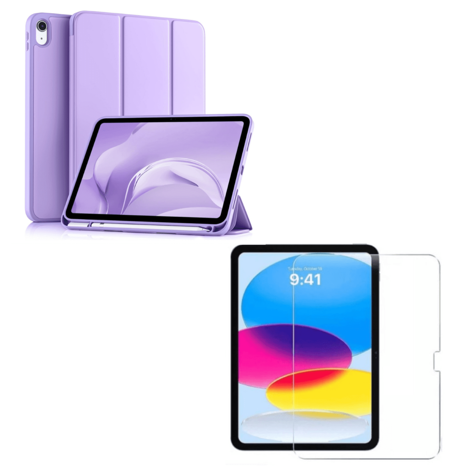 Mar Cases - Carcasa Smart Cover Para Ipad A16 11th 2025 Lila + Mica
