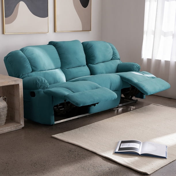 Bergere Perugia Reclinable 3 Cuerpos Tela Velvet Turquesa