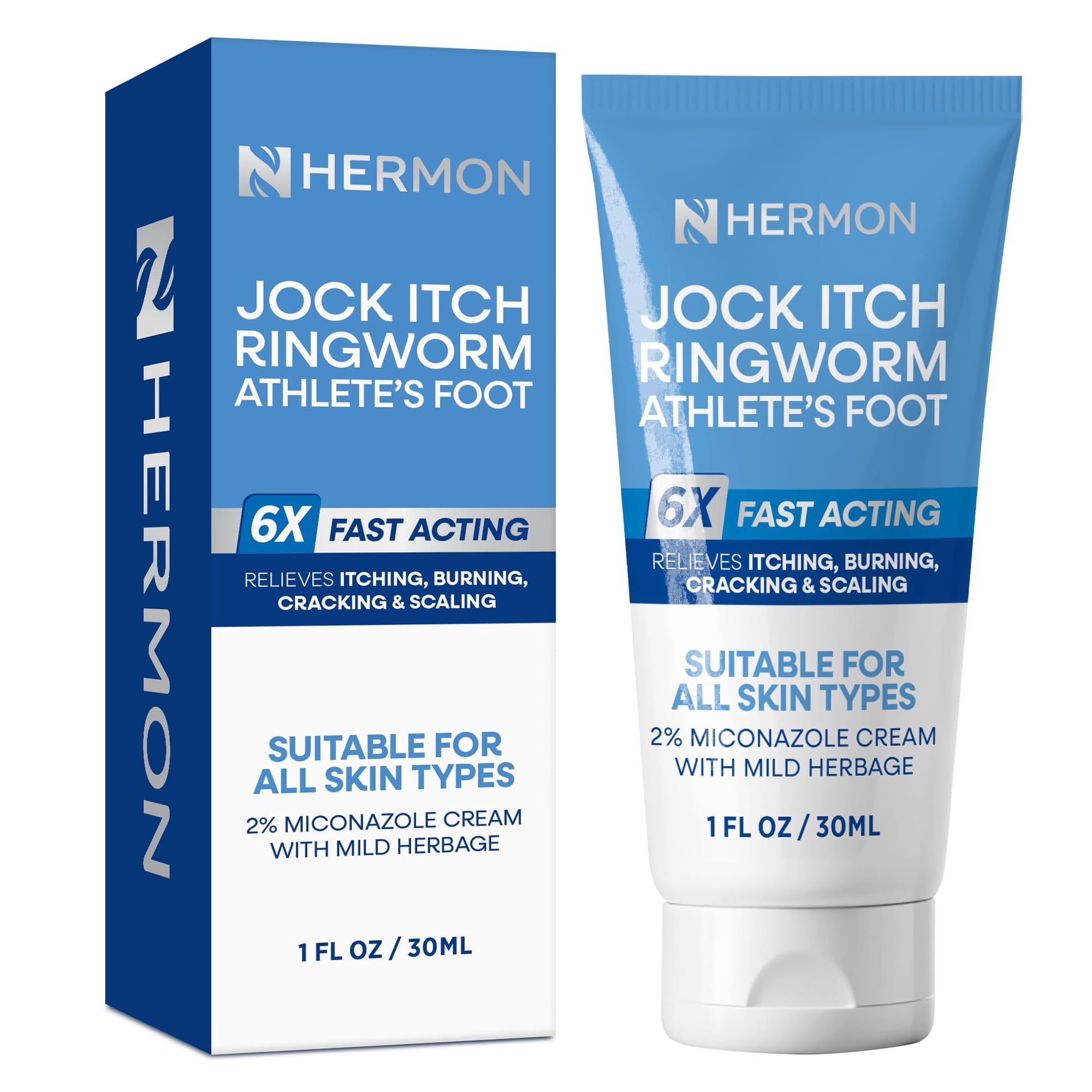 Crema Antimicótica Hermon, Tratamiento Para Tiña Y Tiña, 30 Ml