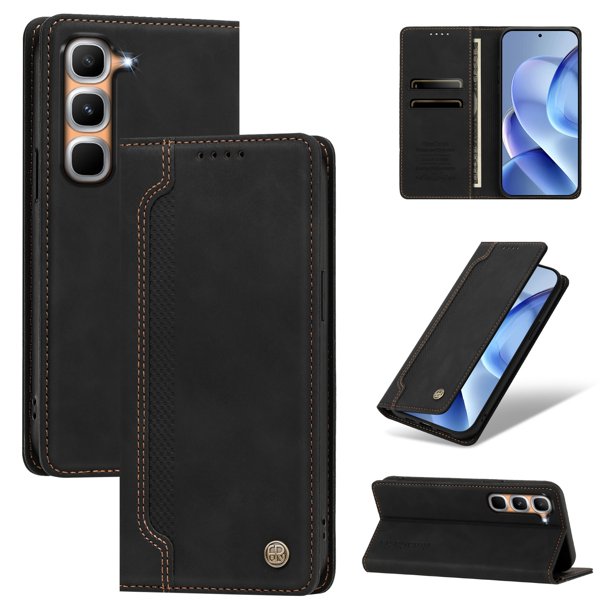 Funda Billetera para Infinix Hot 70 Pro 5G Imán y Resistente Negro
