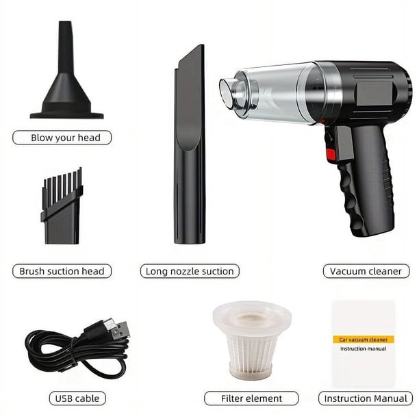 1pc 2-in-1 Vacuum Cleaner, Can Blow And Suck, Handheld, Rechargeable, Powerful Suction, Suitable For Car And Bedroom, Can Suck Dust And Cigarette Ash Cleaning Supplies