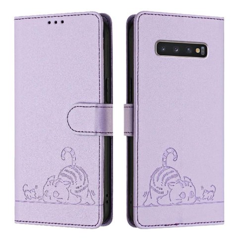 Funda Tipo Cartera Foxdock Para Samsung Galaxy S10 Plus Con Soporte, Ranuras, Rfid, Diseño De Gato