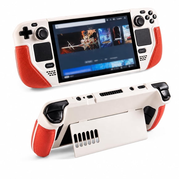 Funda para Steam Deck UYIYE con soporte y agarre de cuero