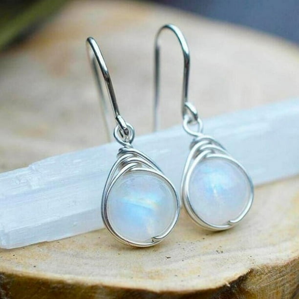Gorgeous Vintage Silver Hook Opal Drop Earrings - Perfect for Women!