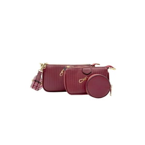 Todopiel - Cartera + Estuche + Monedero Ecocuero Burdeo Crs88