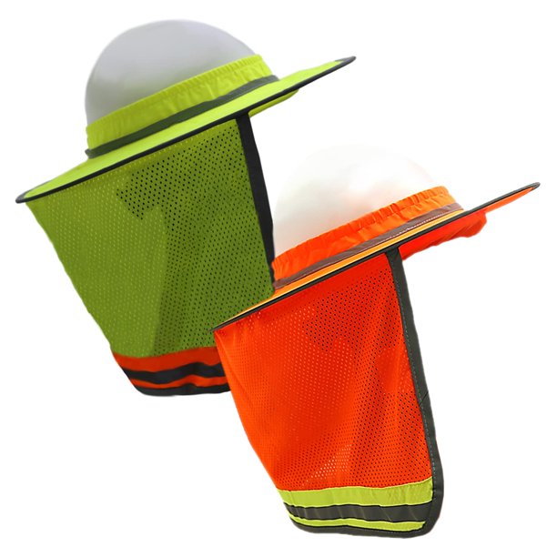 Casco con visera para el sol, sombra para cuello, diseño de lobo, alta visibilidad, naranja