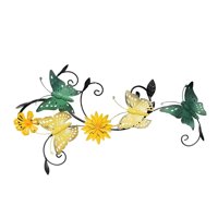 Magideal - Arte De Pared De Metal Mariposa Y Flor Decoración De Pared Exquisita Escultura De Pared Colgando Exhibición De Ilustraciones Para Farmhouse Party Cafe