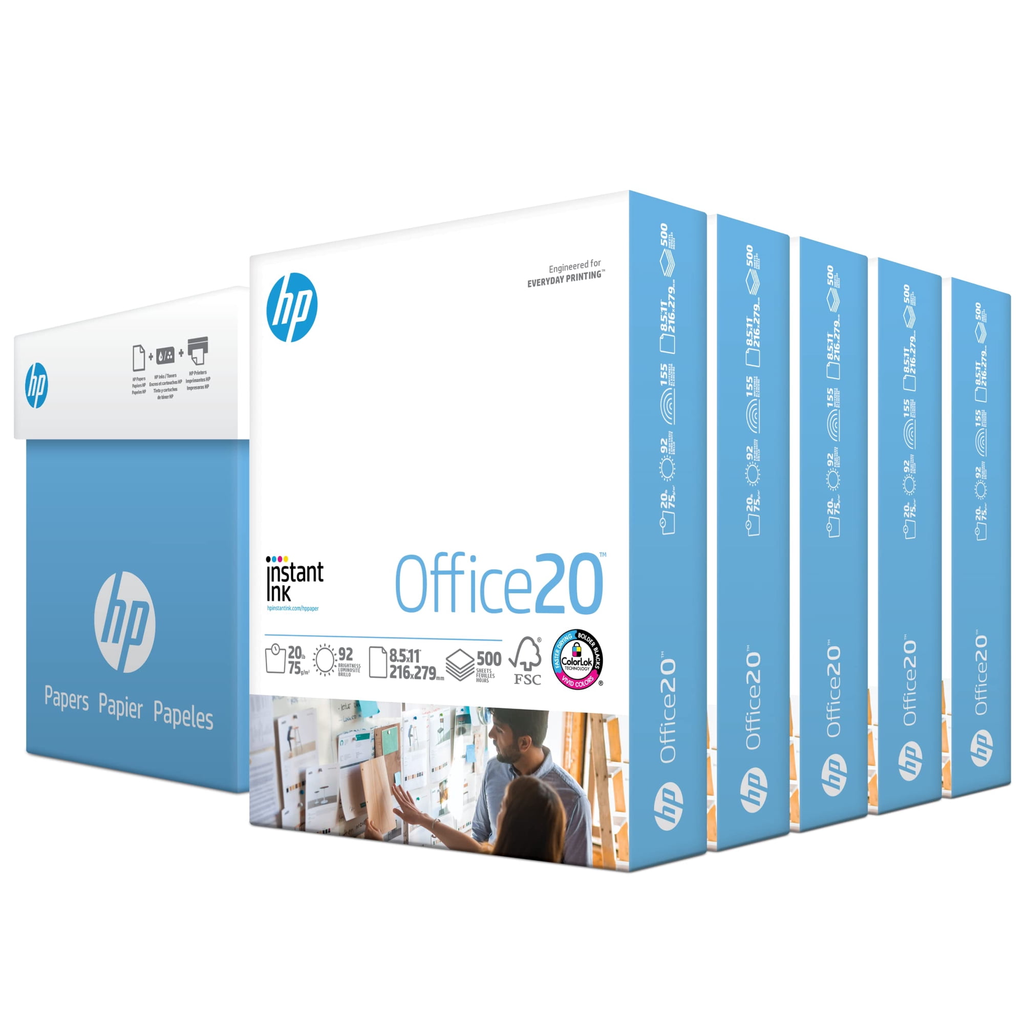 Papel Para Copia Hp Papers Oficina 8.5"x11" 20 Lb 5 Resmas 2500 Hojas
