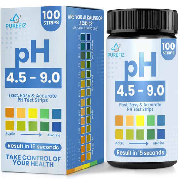 Tiras de prueba de pH PUREFIZ para orina y saliva, 100 tiras