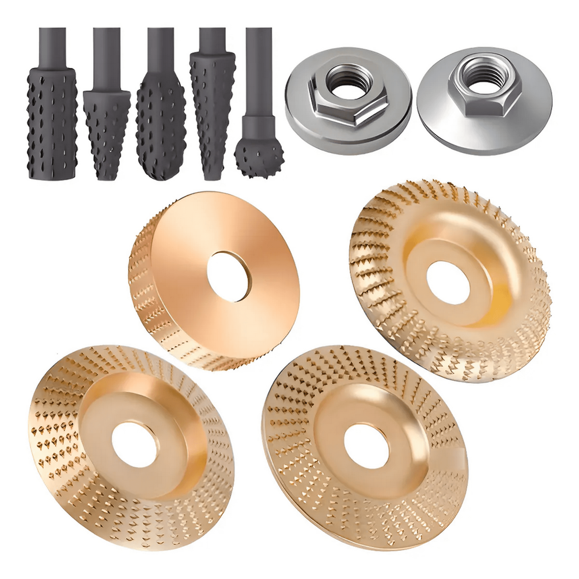 Genérico - Juego De 4 Discos Para Tallar Madera+juego De 5 Escofinas Dorado