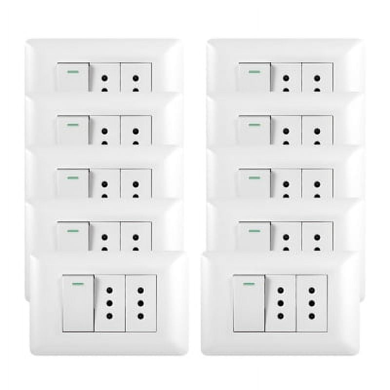 Hb Led - Pack 10 Tomacorriente Doble 10a + Interruptor Simple 9/12 10a 250v