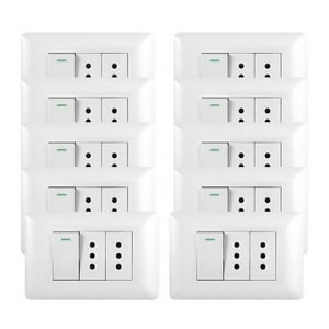 Hb Led - Pack 10 Tomacorriente Doble 10A + Interruptor Simple 9/12 10A 250V