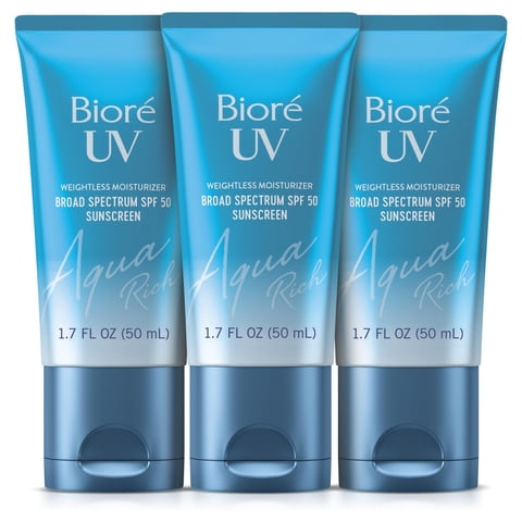 Protector Solar Bioré Uv Aqua Rich Spf 50 Pa++++ 50 Ml, Paquete De 3