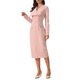 thumbnail image 4 of INSPIRE CHIC Vestido Elegante de Mujer con Cuello en V, Manga Larga, Tendencia 2025, Vestidos de Trabajo a la Rodilla, S Rosa, 4 of 5