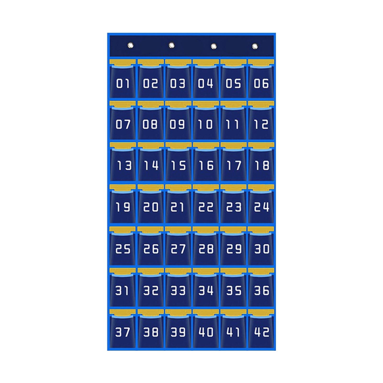 Magideal - Gráfico De Bolsillo Para El Aula Para Teléfono Móvil Y Soporte Para Calculadora, Gráfico De Bolsillo Para Colgar En La Puerta Para El Aula Con Número 42 Bolsillos Azul