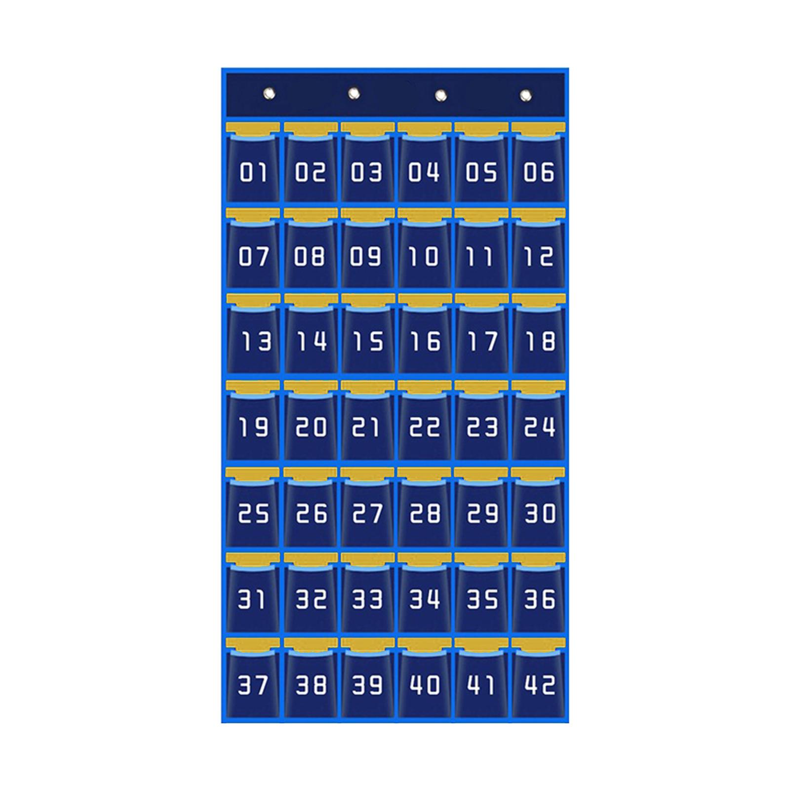 Magideal - Gráfico De Bolsillo Para El Aula Para Teléfono Móvil Y Soporte Para Calculadora, Gráfico De Bolsillo Para Colgar En La Puerta Para El Aula Con Número 42 Bolsillos Azul