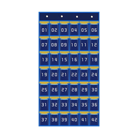 Magideal - Gráfico De Bolsillo Para El Aula Para Teléfono Móvil Y Soporte Para Calculadora, Gráfico De Bolsillo Para Colgar En La Puerta Para El Aula Con Número 42 Bolsillos Azul