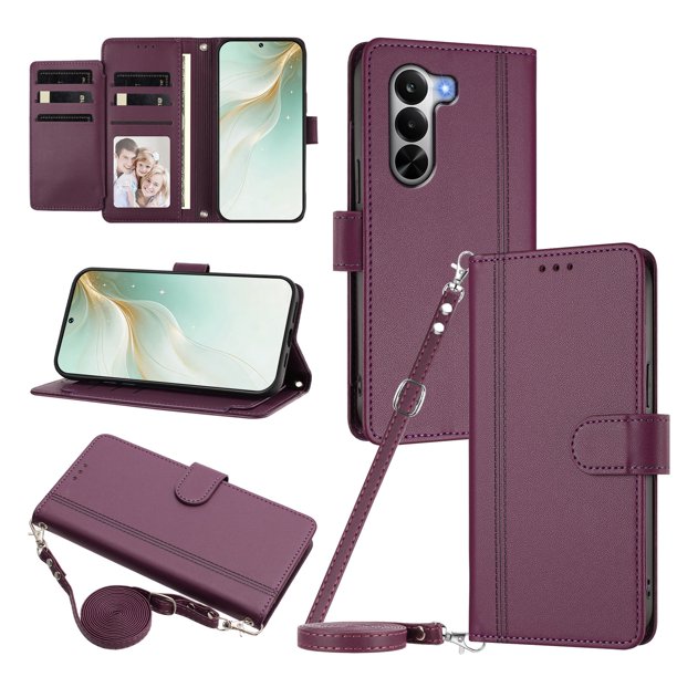 Funda Tipo Libro para OnePlus Nord CE 6 Lite, Tapa con Imán, Morado Oscuro