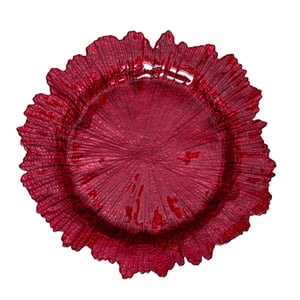 Bothyi - Plato De Carga, Plato De Servicio Floral Para Mesa, Decoración De Cena, Rojo