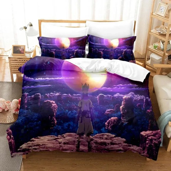New ed Dr.Stone Senku Bedding Set Boys Girls Size Duvet Cover Pillowcase Bed Kids Adult Home Textiles Bed Sheets