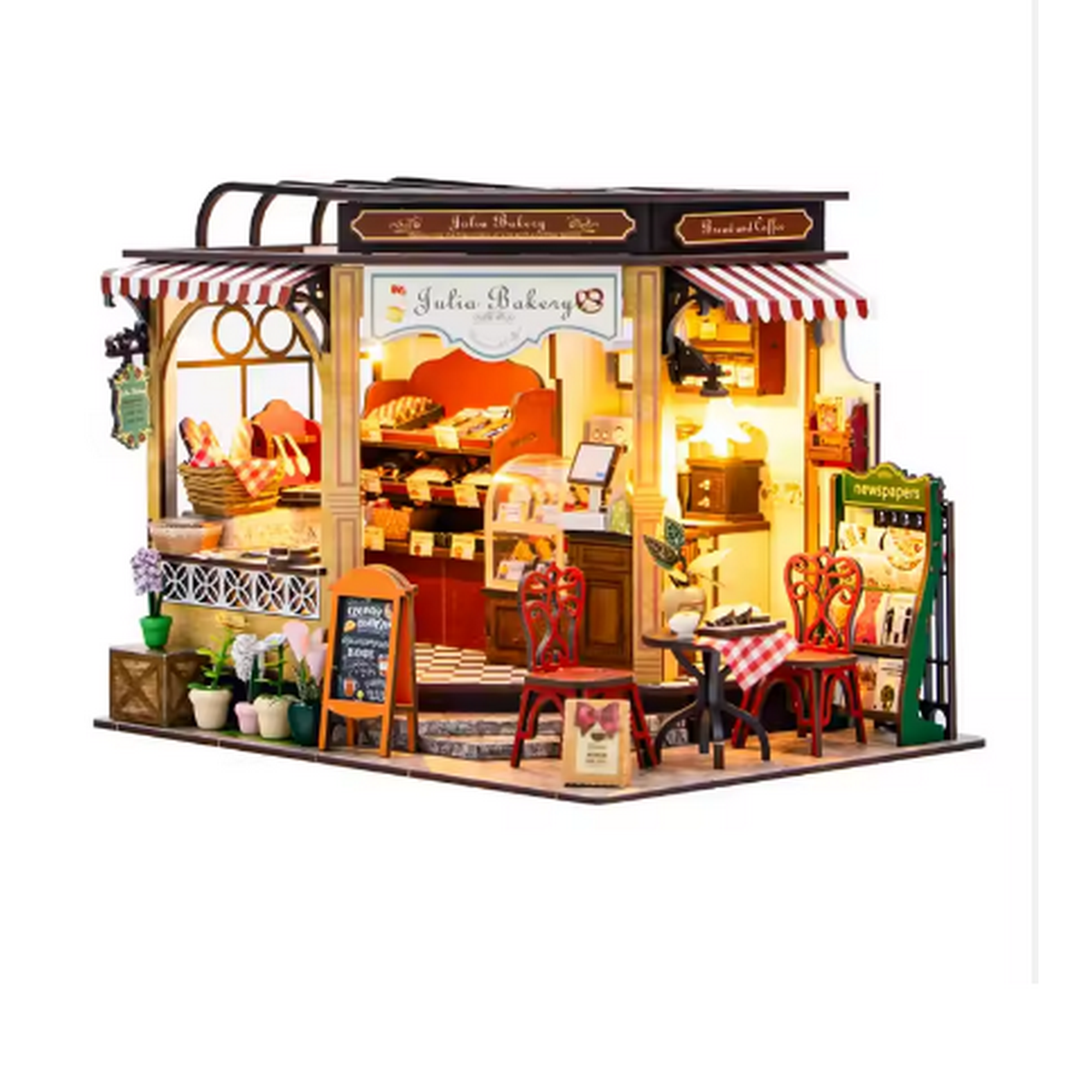 China - Casita Miniatura "julia Bakery" – Kit Diy De Panadería Vintage Con Luces Led M2422
