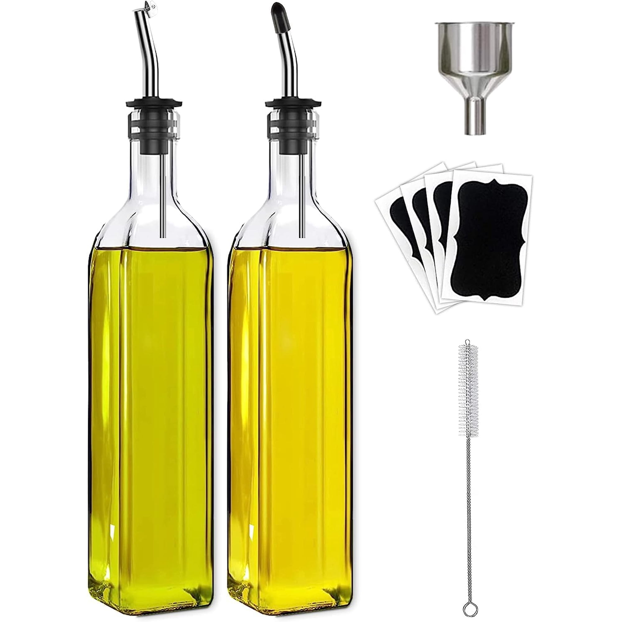 Botella Dispensadora De Aceite Leaflai De Vidrio De 500 Ml Con Vertedor Y Cepillo