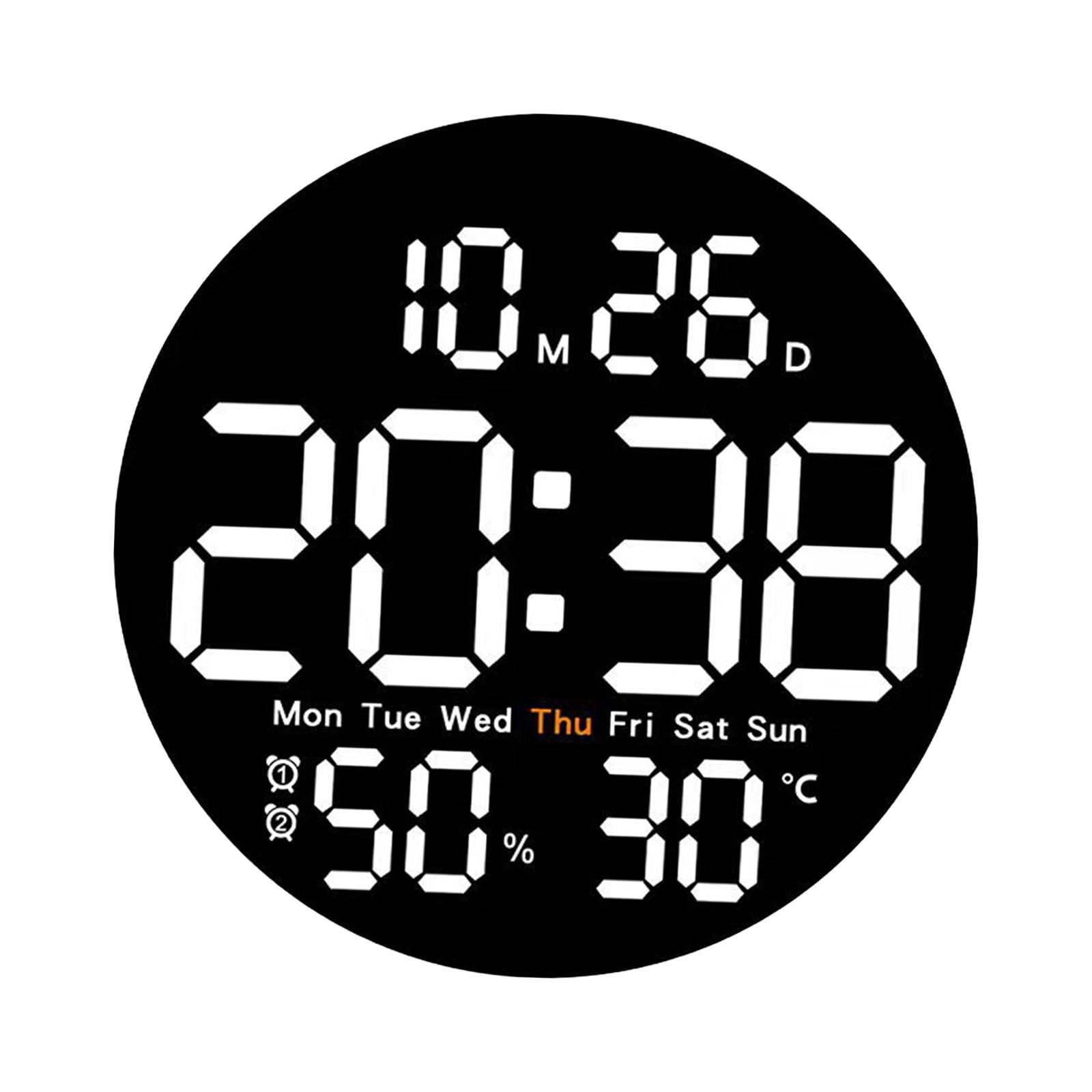 Magideal - Reloj De Pared Digital, Reloj Led Moderno, Brillo Ajustable, 12/24h, Reloj Electrónico Silencioso, Despertador Para Sala De Estudio, Interior Y Hogar , Blanco