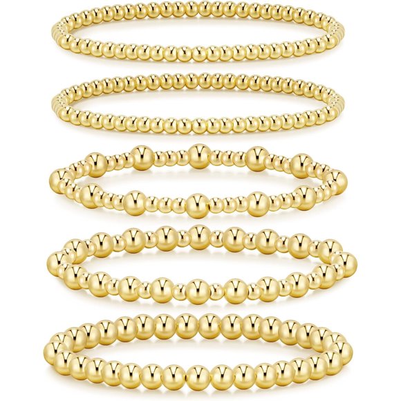 Pulseras de cuentas ADOYI bañadas en oro de 14K, 7,25 pulgadas