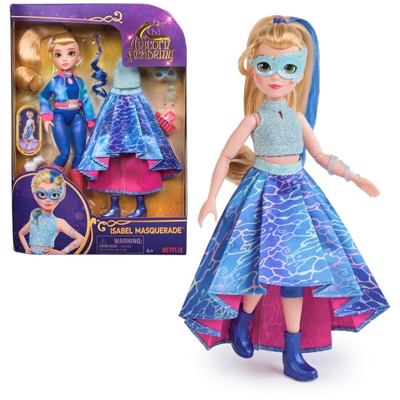 Baile de disfraces de Doll Unicorn Academy Isabel, 24 cm, 11 unidades