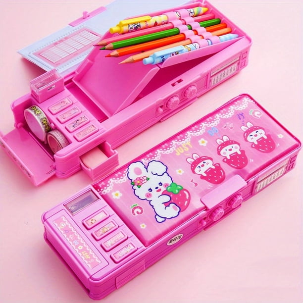 Multifunctional Pencil Case with Button Deformation and Password Lock - Perfect for Primary School Girls!