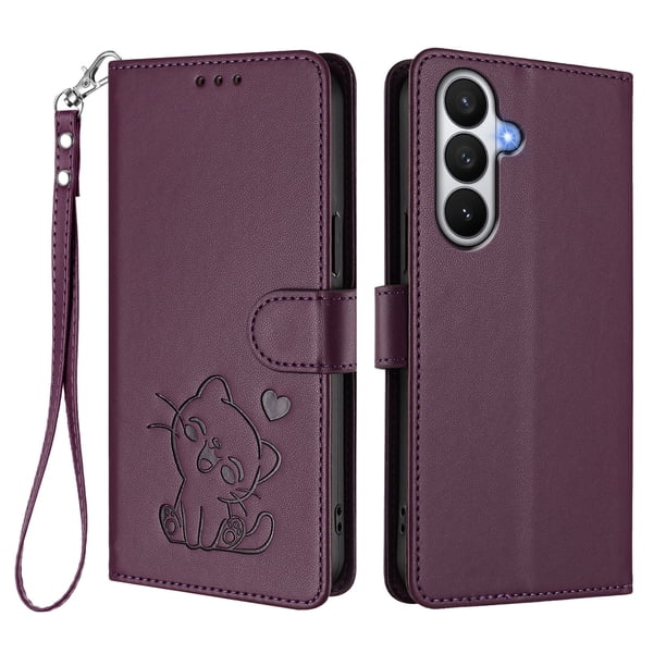 Carcasa Billetera de Cuero Sintético para Samsung Galaxy S26, Morado Oscuro