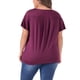 thumbnail image 3 of Agnes Orinda Camiseta de Talla Grande para Mujer con Cuello en V y Mangas Cortas con Volantes Camiseta de Verano 1X Rojo Púrpura, 3 of 6