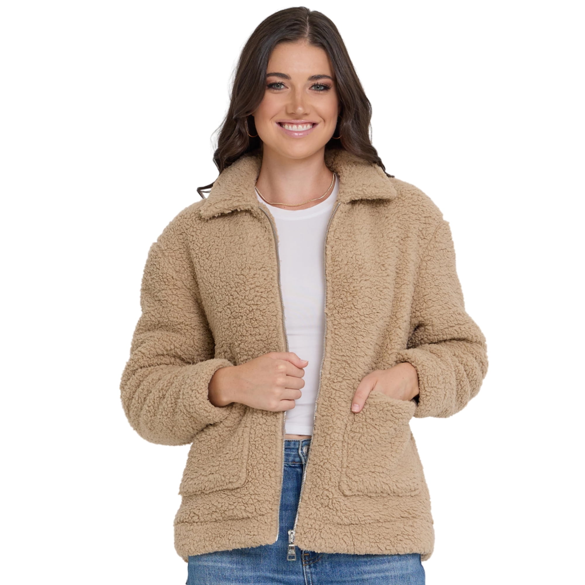 Chaqueta Steve Madden Sherpa De Piel Sintética Extragrande Para Mujer, Modelo Xs-3x