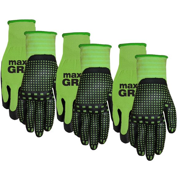 Guantes MidWest Max Grip Pack, 3 pares, para mujer, verdes 93P03