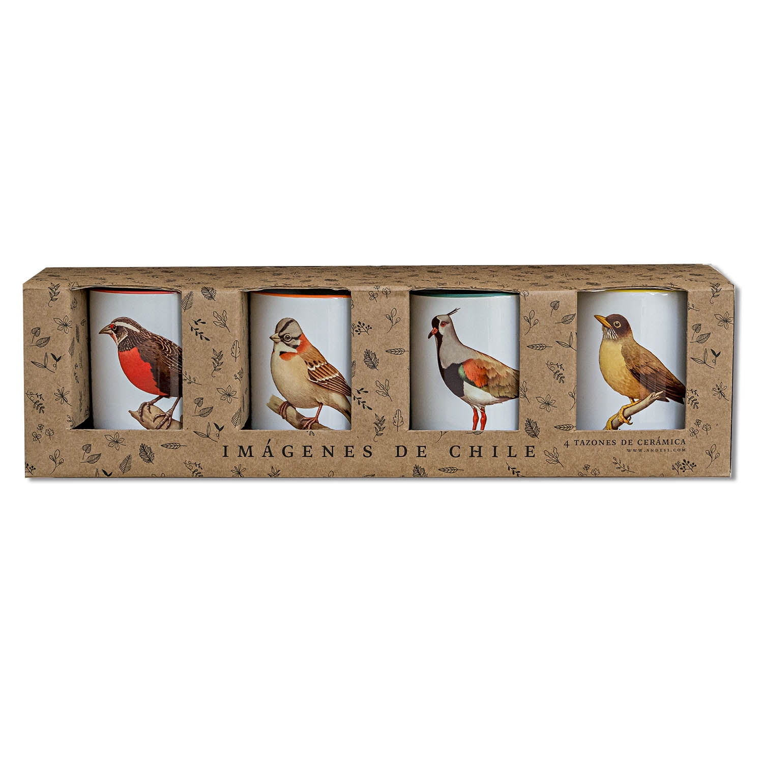 Andes1 - Set De 4 Tazas De Pájaros N°1