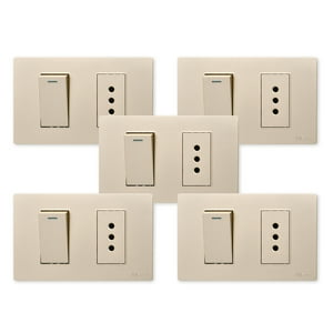 Want - Pack 5 Interruptor 1 912 16A Y Tomacorriente 1 10A - Dorado