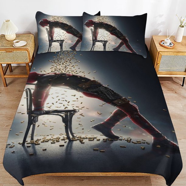 Deadpool Bedding Sets Ultra Soft Skin-Friendly Duvet Cover 3 Piece, Cute Comforter Cover Bed Set for Boys Girls Kids