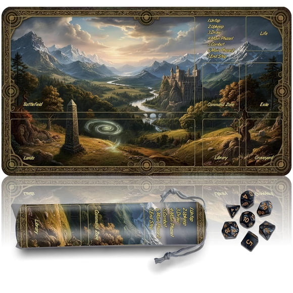 Tapete de juego Partypda MTG 61 x 36 cm impermeable con dados