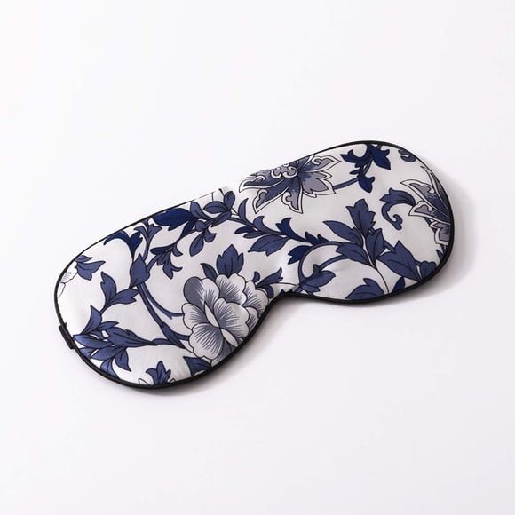 Máscara para Dormir Tim & Tina de Seda Ajustable – Azul y Blanco