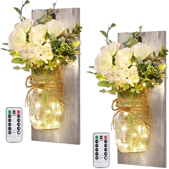Aplique Mason Jar HOMECOR 33x14x15cm Timer 6h Control Remoto