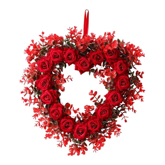Corona De Corazones Para San Valentín, Para Interiores Y Exteriores, Para Festivales, Flores Rosas Artificiales, Estilo D