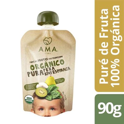 Puré De Fruta Pera Kiwi Espinaca 90 G Ama
