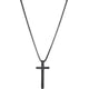 thumbnail image 1 of Collar con cruz para hombre, colgante de cruz de acero inoxidable, cadena de 50 cm, color plata y negro., 1 of 7