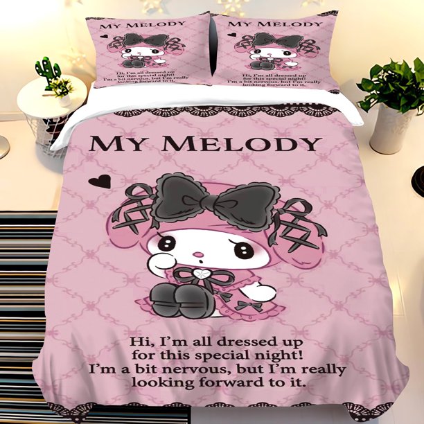 v1700 Bed Sheets Melody Cartoon Anime Quilt Duvet Cover Set Comforter King Size Bedding Grade A Printed Queen Twin Children 3-Piece Bedding Set (1 Duvet Cover + 2 Pillow Shams) Bed Sheets ju1700