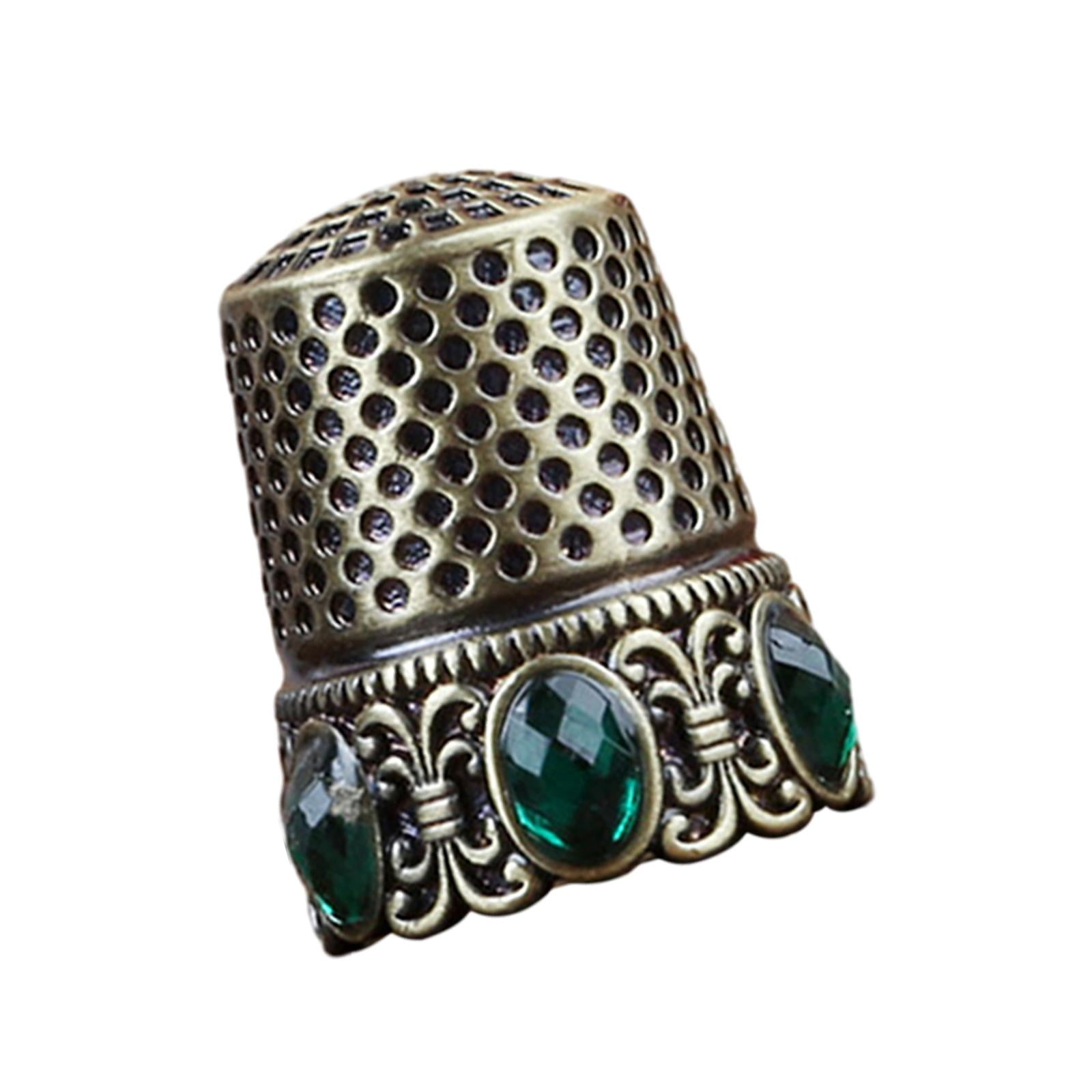 Magideal - Dedales De Costura, Dedales De Metal Para Coser A Mano Protector De Dedos, Accesorios De Artesanía Para Acolchar Para Tejer Herramienta De Bricolaje Cristal De Bronce