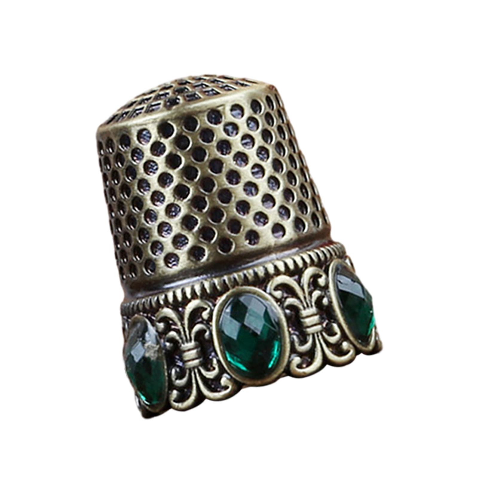 Magideal - Dedales De Costura, Dedales De Metal Para Coser A Mano Protector De Dedos, Accesorios De Artesanía Para Acolchar Para Tejer Herramienta De Bricolaje Cristal De Bronce