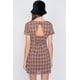 thumbnail image 2 of Vestido Mini Vintage Casual con Espalda Abierta y Rayas a Cuadros Marrones, 2 of 5